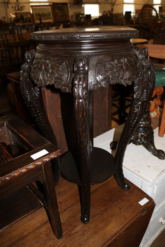 Carved hardwood jardinere stand